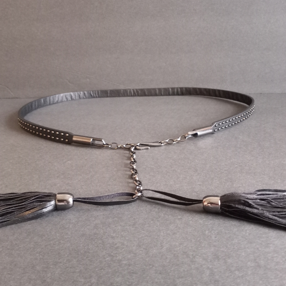 Women's Black Metal and Fringe Belt